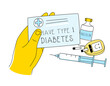 I have diabetes Type 1. Hand holding Diabetes card