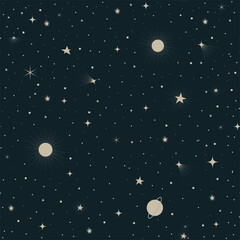 Wall Mural - magic pattern with constellations and stars. decorative ornament. seamless pattern for astrology, magic and divination on tarot cards