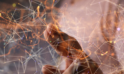 Wall Mural - digital technology background. network connection dots and lines.