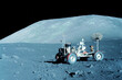 Moonrover on the surface of the moon. Elements of this image furnished by NASA