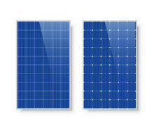 Solar Panels Isolated On White Background. Alternative Electricity Source And Sustainable Resources Vector Illustration.