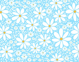 abstract floral seamless pattern with chamomile. trendy hand drawn textures. modern abstract design 