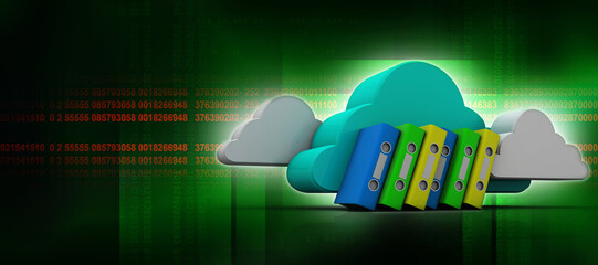 Poster - 3d rendering office document Binder in cloud
