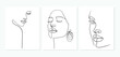 © ireneromanova - Set of portraits. Simple, minimalist vector illustration of beautiful woman face. Line drawing.