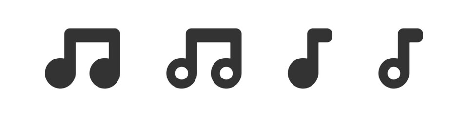 Wall Mural - music note icon set. melody sign. sound logo in vector flat