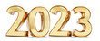 Leinwandbild Motiv 2023 golden bold symbol 3d-illustration