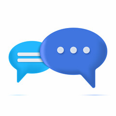 Poster - 3d render chat speech bubbles. Talking, discussion, communication, message, speak symbol. Realistic chat icon. Template design for web, mobile and infographics. Vector illustration