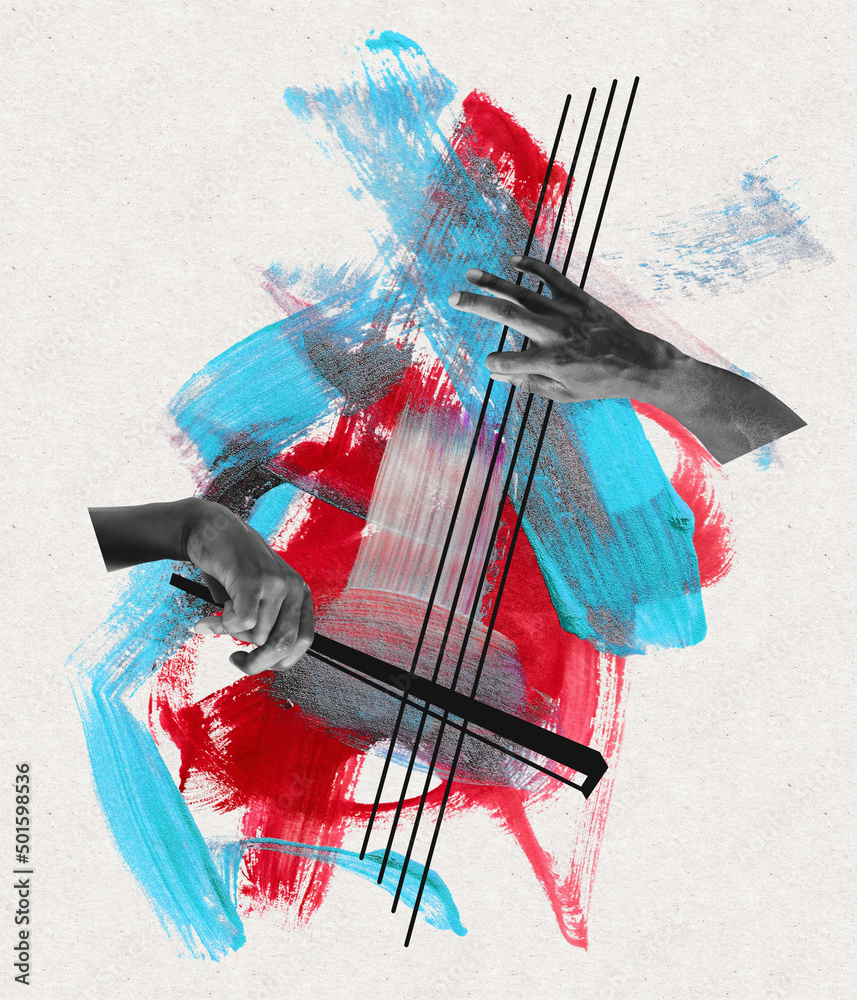 Contemporary art collage. Concept of music lifestyle, creativity