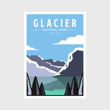 Glacier National Park Poster Vector Illustration Design