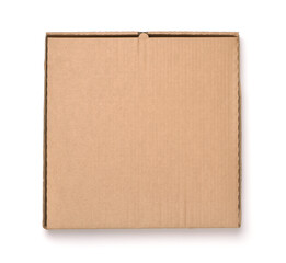 Wall Mural - Top view of blank brown cardboard pizza box