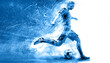 Leinwandbild Motiv football player on blue background