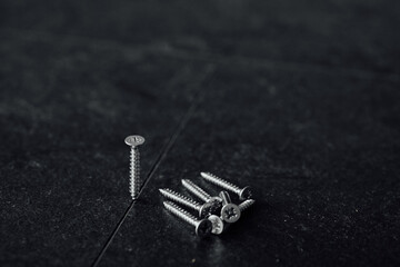 Poster - set of tools on the table, screws with bolts. all for repair.