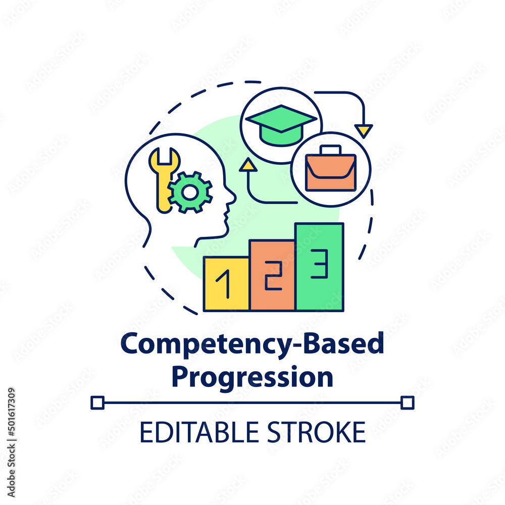 Competency based progression concept icon. Personalized school learning ...