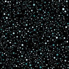 Blue Stars And Circles Pattern On The Black Background. Vector Illustration.