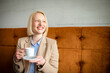 © bugarskipavle3 - Portrait of a young beautiful woman sitting in a cafe and drinking coffee. Vacation from work. Pause concept.