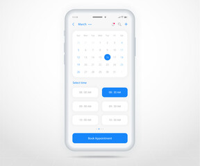 Mobile app calendar planner concept, Appointment calendar template UI UX, Smartphone calendar schedule agenda annual planning meeting application, Calendar events, Activity, Event app, Vector phone