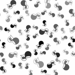 Poster - Black Voice assistant icon isolated seamless pattern on white background. Voice control user interface smart speaker. Vector