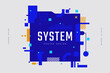 Abstract banner design in cyberpunk techno style. Hi-tech geometric background with place for text. System error message screen. Futuristic poster with glitch graphic. Vector illustration.