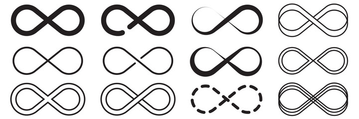 Poster - Abstract infinity sign set. Infinity sign. A set of horizontal eights. Vector illustration. stock image.