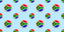 South Africa Flag Seamless Pattern. Vector Circle Icons. South African Background. Rounded Geometric Flags Symbols. Texture For Sports Pages, Travelling Design Elements. Repeated Patriotic Wallpaper