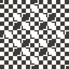 Poster - Cell seamless black and white flowers. A vector with identical and checkered cells that merge into an organic pattern.
