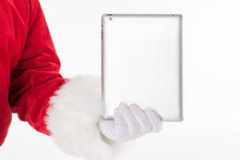 Santa Claus Hand Showing Digital Tablet
