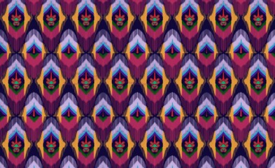 Wall Mural - Ikat art pattern indigenous shirt pattern wallpaper abstract background