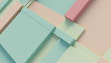 Pastel Colored Tech Background With A Geometric 3D Structure. Clean, Minimal Design With Simple Futuristic Forms. 3D Render.