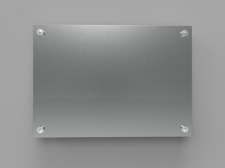 blank a4 brushed metal plate. office corporate signage plate mock up template for branding, logo. fa