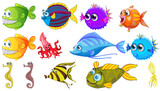 Fototapeta Fototapety na ścianę do pokoju dziecięcego - Sea animals cartoon collection