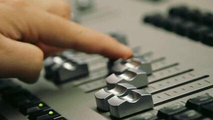 Wall Mural - Music Mixer desk table in recording studio LOOP. Music and television industry