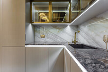Luxury Kitchen Design, Italian Marble And Granite Countertop