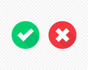 Tick and cross symbol. Green checkmark Confirmed and red Rejected icons isolated. Vector illustration EPS 10