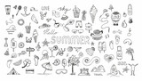 Fototapeta Dmuchawce - Summer icon in doodle style. Vector hand drawn Sketch illustration