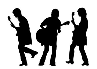 Wall Mural - Concert of rock band on a white background