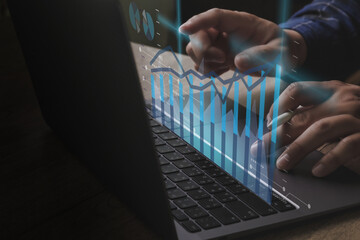 Poster - Businessman investor analyzing company financial MUTUAL FUNDS Finance and Money concept  Internet Data Technology