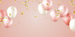 Celebration background with pink balloons for party Virtual design of a 3D balloon.