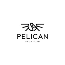 Pelican Head Line Logo With Wings