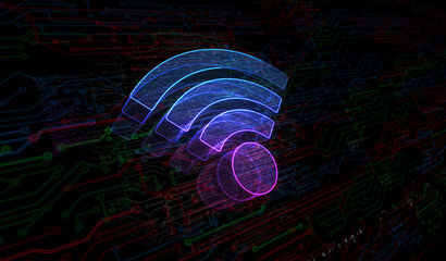 Wall Mural - Wifi mobile network communication symbol digital concept 3d illustration