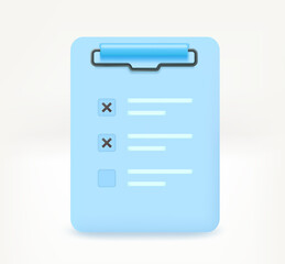 Poster - Clipboard with paper contract. concept. 3d vector icon