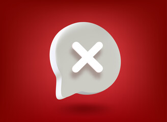 Aufkleber - Speech bubble with cross mark on red background. 3d vector buttons