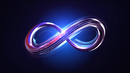 Poster - Metaverse technology/Virtual reality infinity symbol community connection of metaverse world global network technology system and abstract loop sign element on innovation digital communication