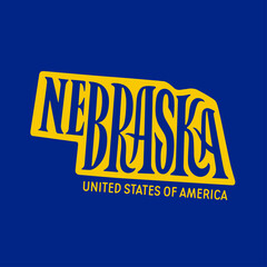 Wall Mural - Nebraska state hand drawn lettering. American state modern typography. T-shirt print, sticker, stamp, seal, poster. Vector illustration.
