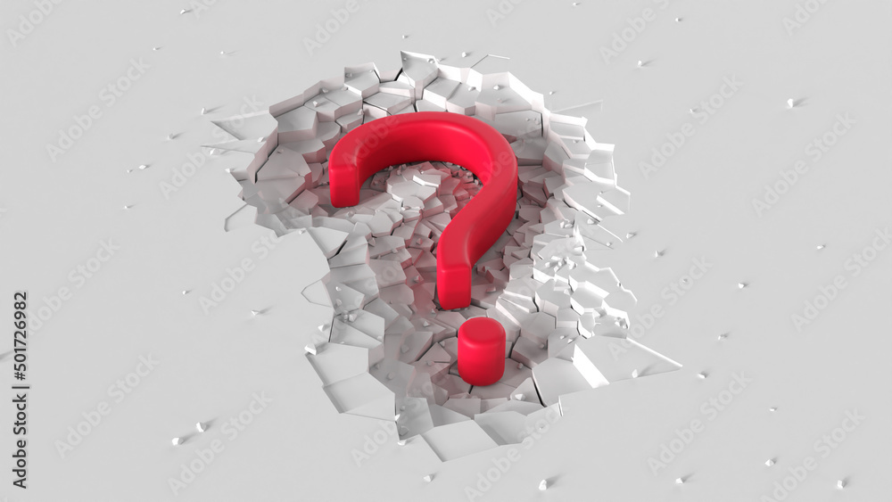 Large Red Question mark minimalist animation with impact effect on ...