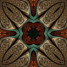 3d Effect - Abstract Kaleidoscopic Geometric Fractal Pattern 