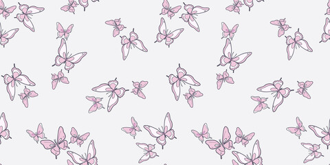 Poster - Pastel pink butterfly vector pattern