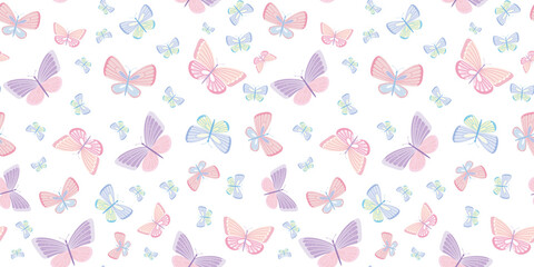 Poster - Butterfly vector pattern, repeat tile