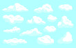 © Oleksii - White cartoon clouds set on blue isolated