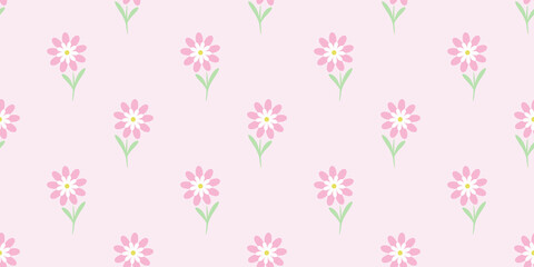 Poster - Cute floral vector pattern, seamless repeat tile