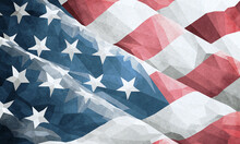 Close-up, Faded Polygonal Style Of American Flag With Soft Texture